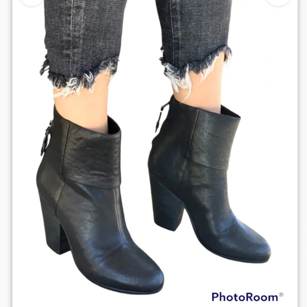 Rag&Bone Newburry Italian Black Leather Ankle Boots Size 40 - Picture 15 of 15